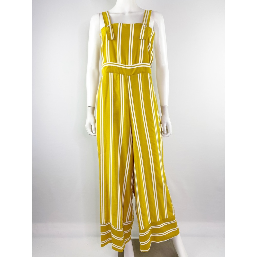 SANCIA Mustard Yellow Striped DOMINIQUE Wide Leg Jumpsuit Size S Summer Casual